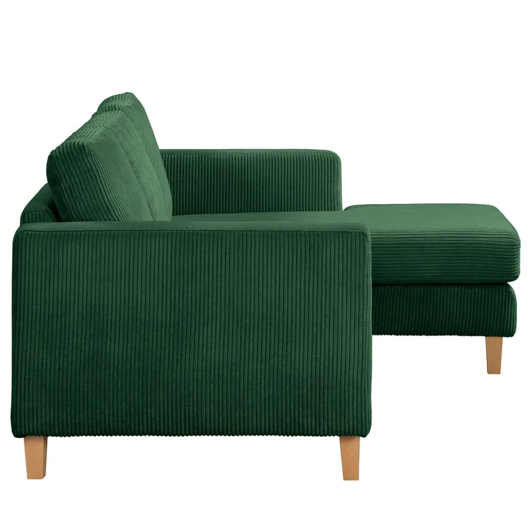 Ecksofa 2-Sitzer mit Longchair | Grün
