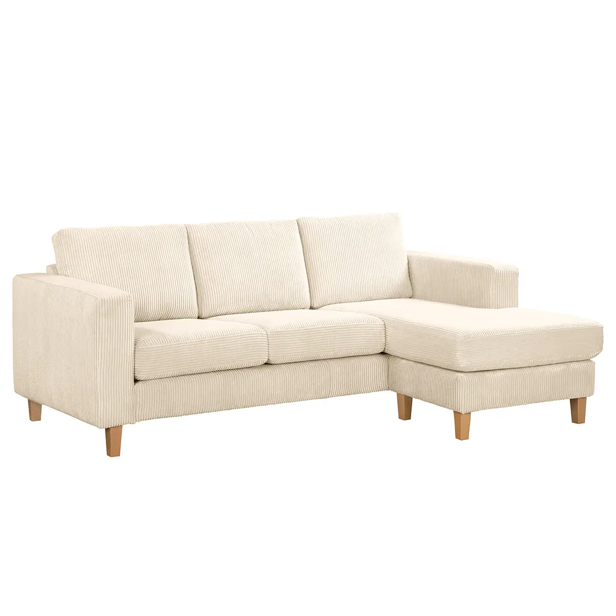 Ecksofa 2-Sitzer mit Longchair Poppy | Beige
