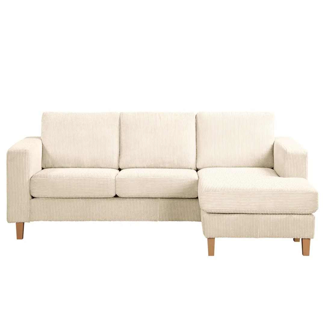 Ecksofa 2-Sitzer mit Longchair Poppy | Beige