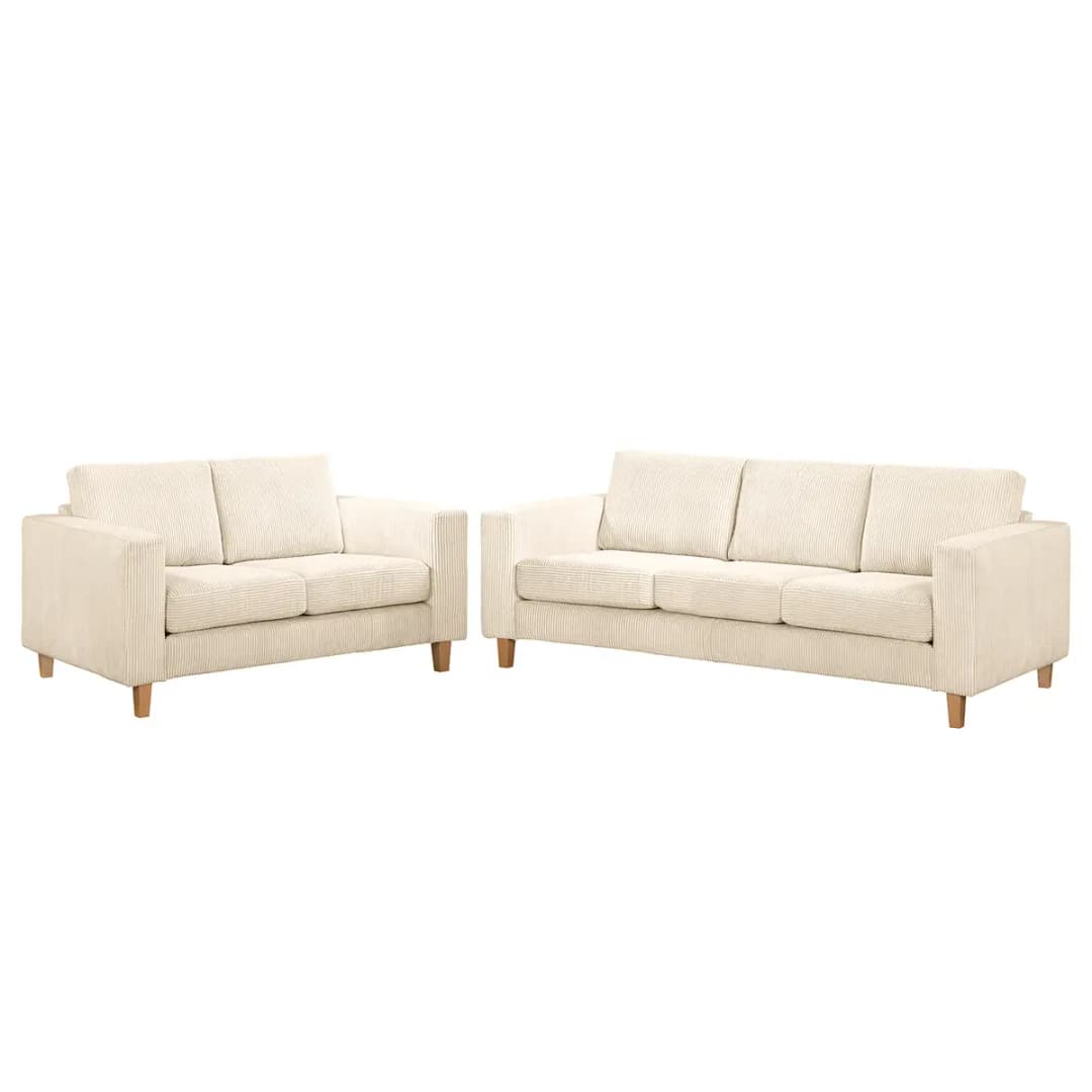 Polstergarnitur 3-2 Beige Cordstoff Poppy | Beige