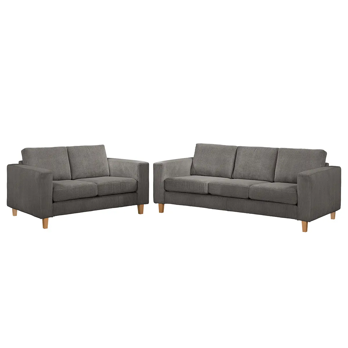 Polstergarnitur 3-2 Grau Cordstoff Poppy | Grau
