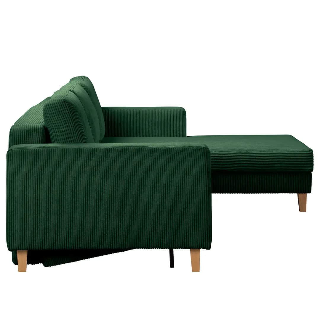 Ecksofa mit Schlaffunktion Grün Cordstoff Poppy | Grün