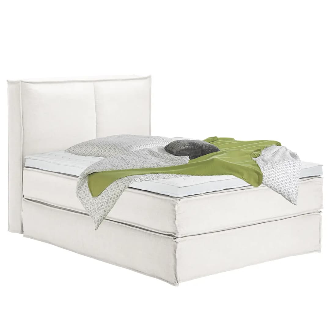 Premium Boxspringbett mit Kopfteil | Weiß