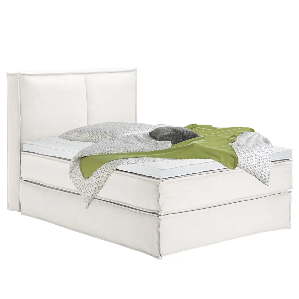 Premium Boxspringbett mit Kopfteil | Weiß