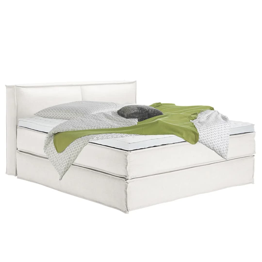 Premium Boxspringbett mit Kopfteil | Weiß