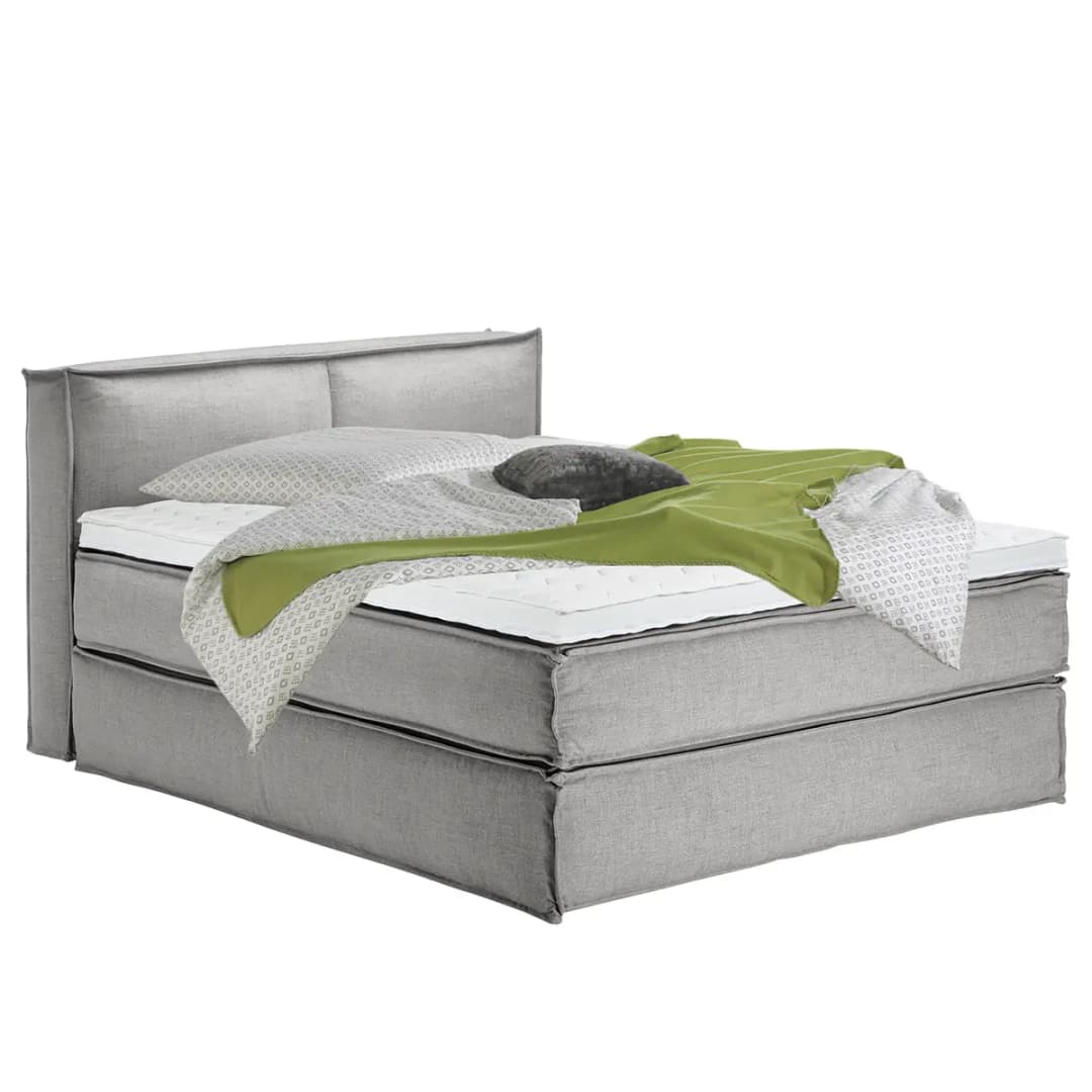 Premium Boxspringbett mit Kopfteil | Grau