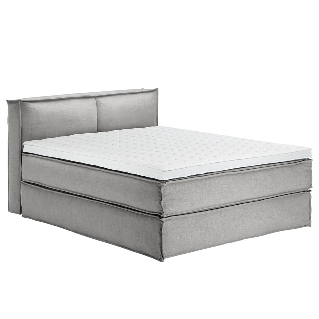 Premium Boxspringbett mit Kopfteil | Grau