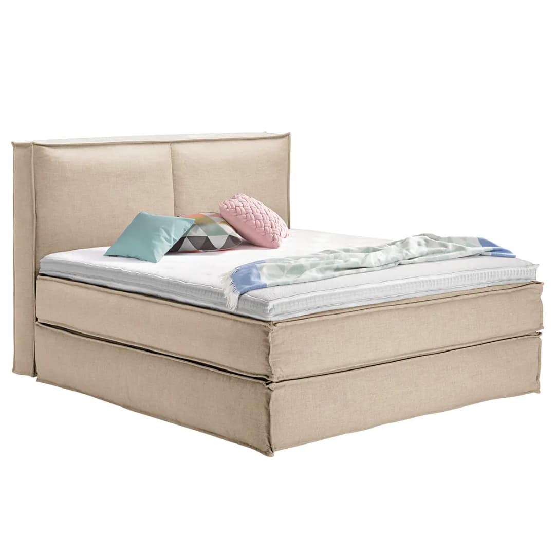 Premium Boxspringbett mit Kopfteil 180 x 220cm Flachgewebe