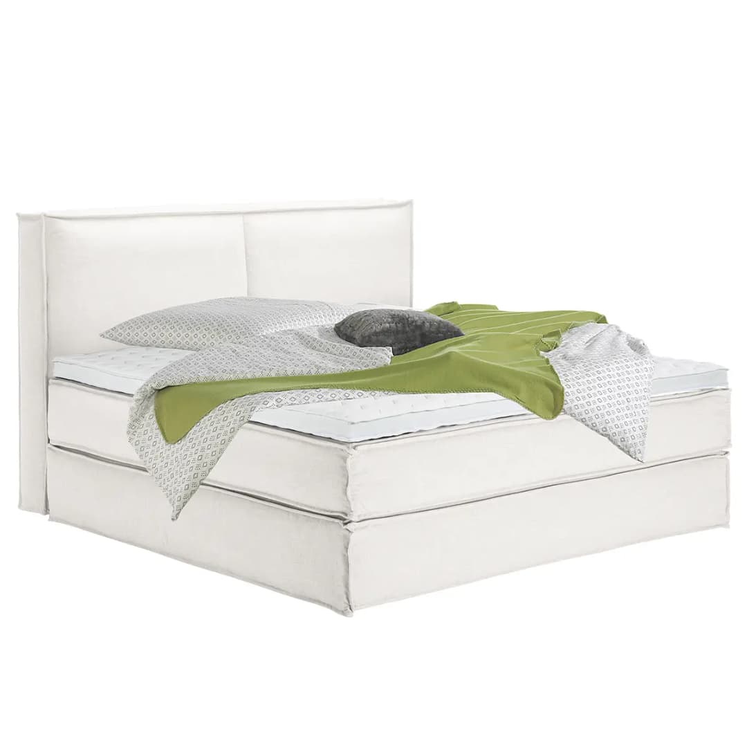 Premium Boxspringbett mit Kopfteil | Weiß