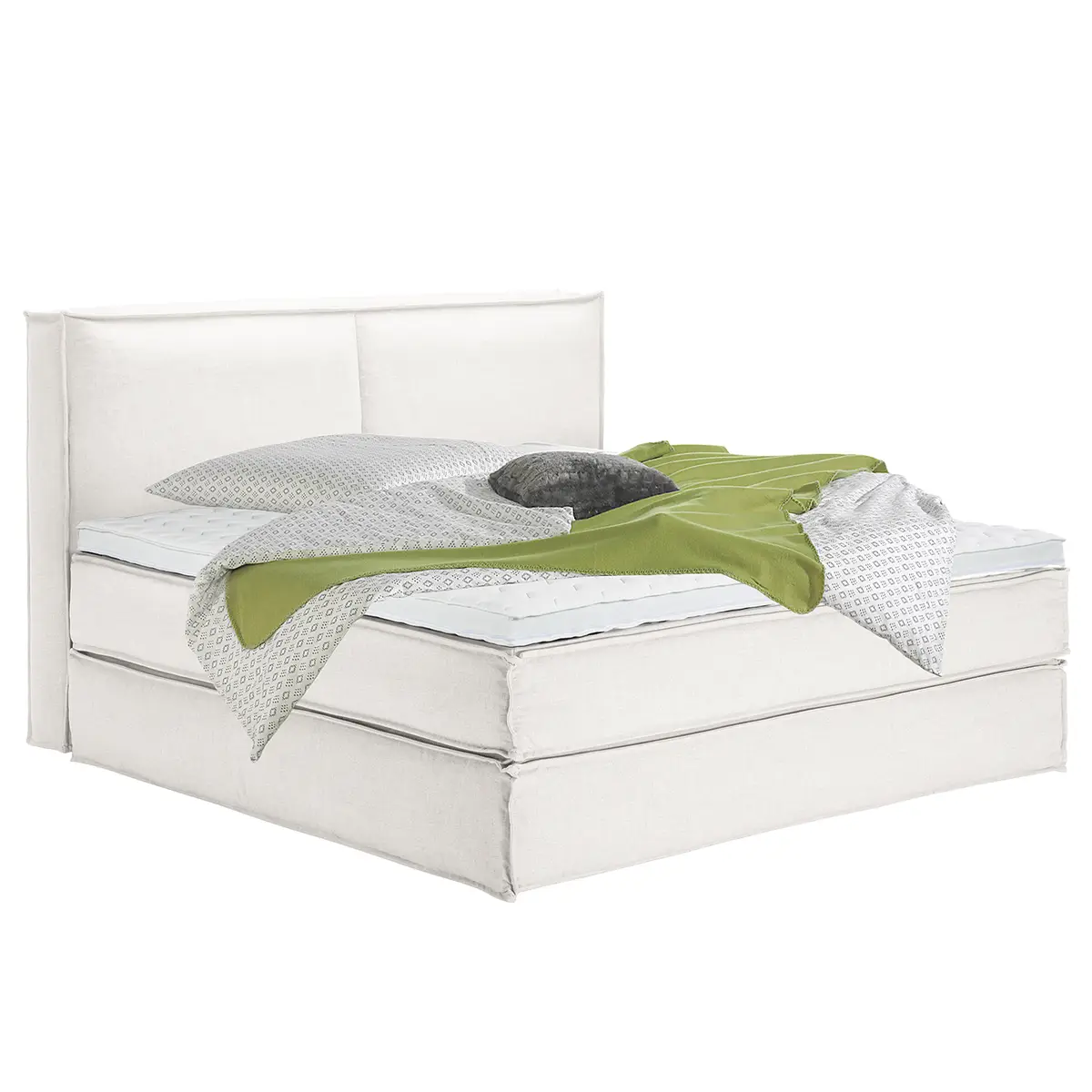 Premium Boxspringbett mit Kopfteil | Weiß