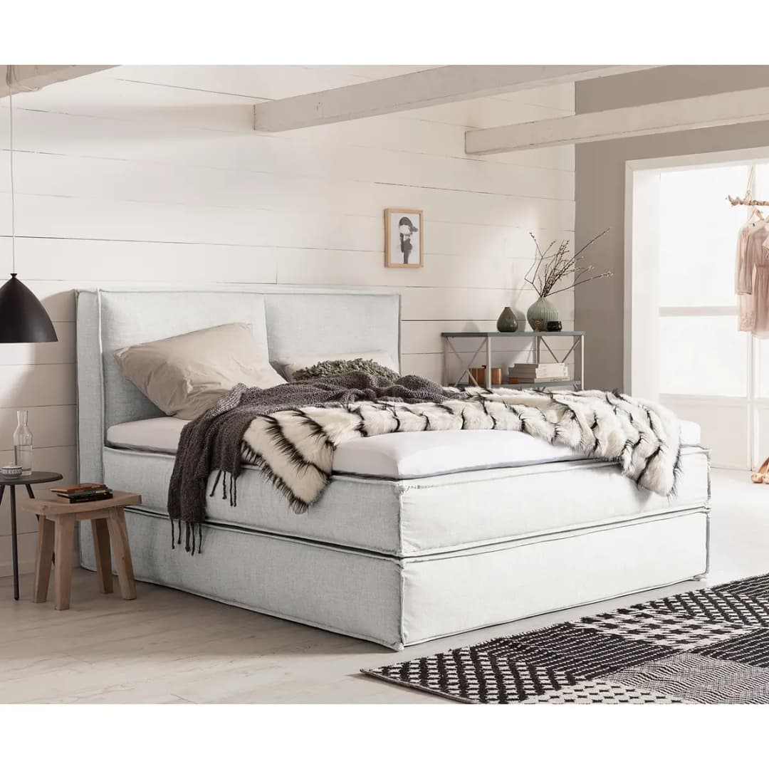 Premium Boxspringbett mit Kopfteil | Weiß