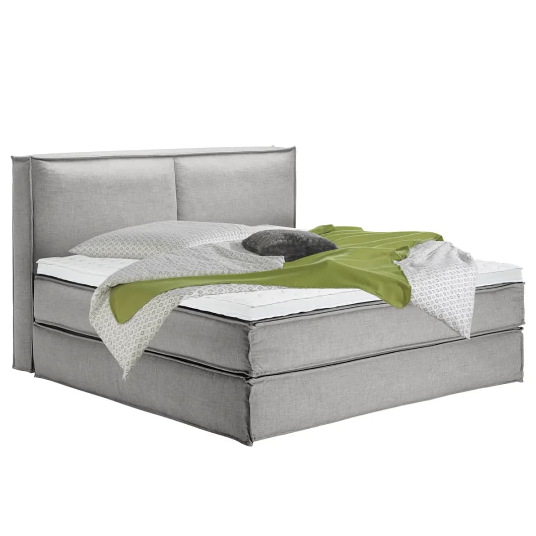 Premium Boxspringbett mit Kopfteil | Grau