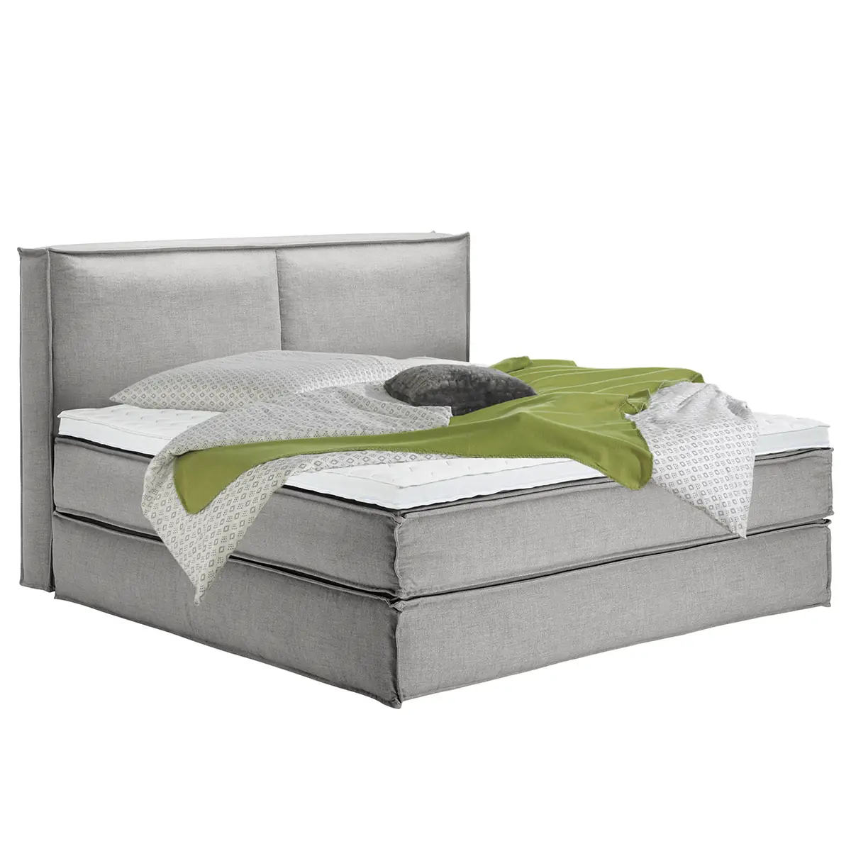Premium Boxspringbett mit Kopfteil | Grau