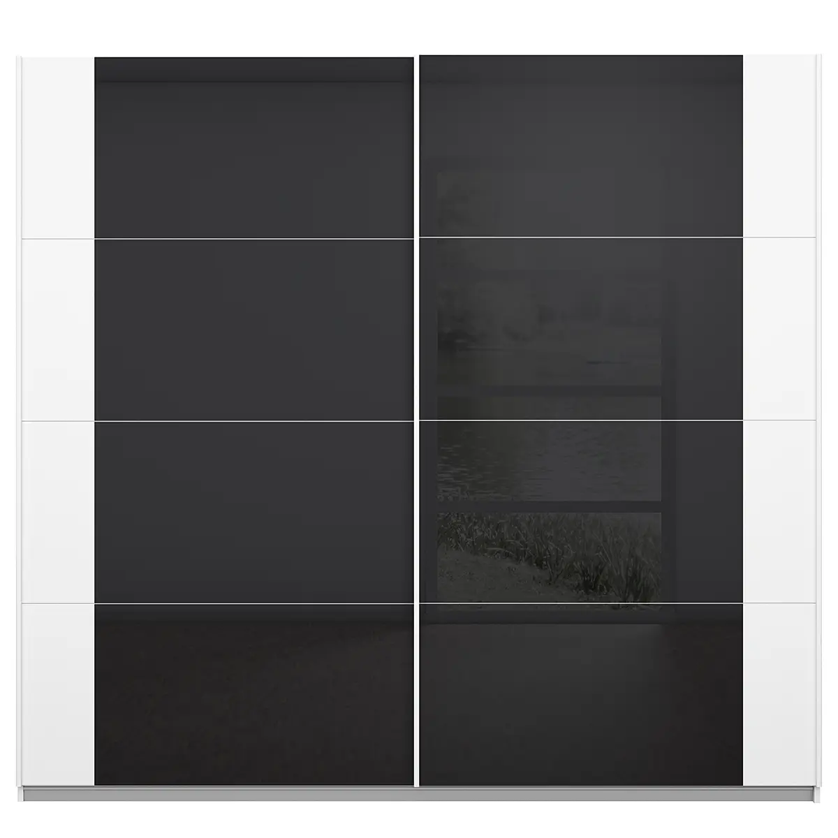 Schwebetürenschrank Artemis 226cm Weiß/Graphit/Weiß | Weiß