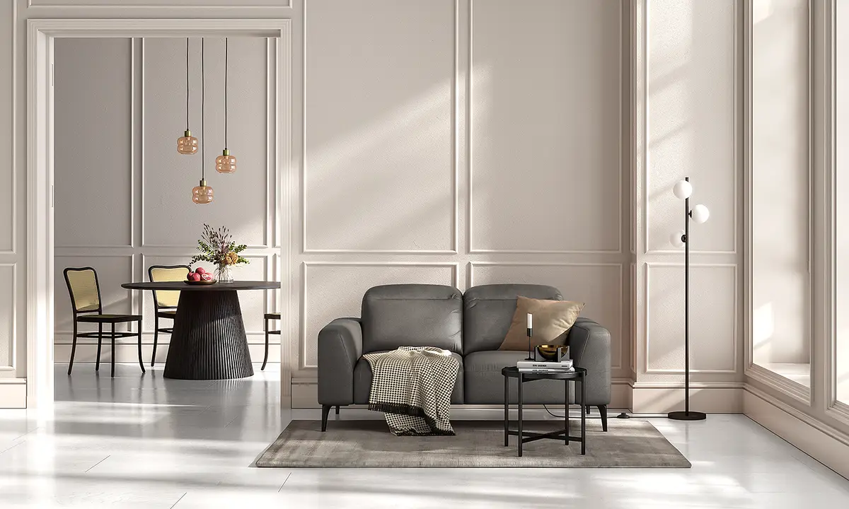 2-Sitzer Sofa Grau/Grau Echtleder Danbi | Grau
