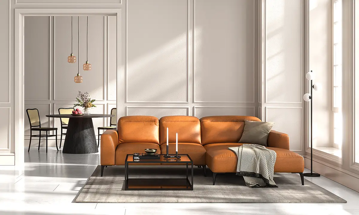Ecksofa mit Longchair Danbi | Braun