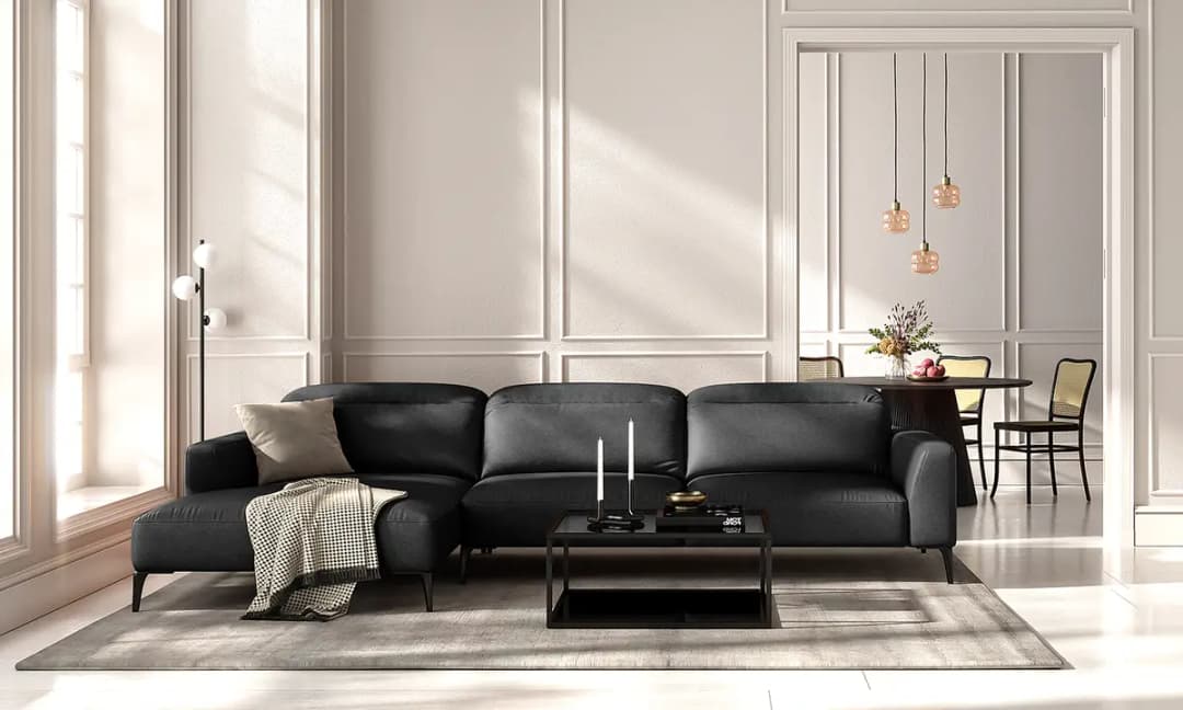 Ecksofa mit Longchair Danbi | Schwarz