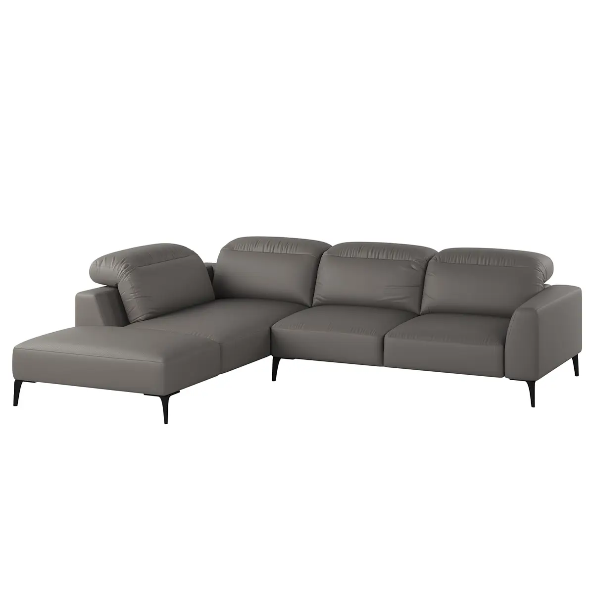 Ecksofa mit Ottomane Grau/Grau Echtleder Danbi | Grau