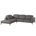 Ecksofa mit Ottomane Grau/Grau Echtleder Danbi | Grau