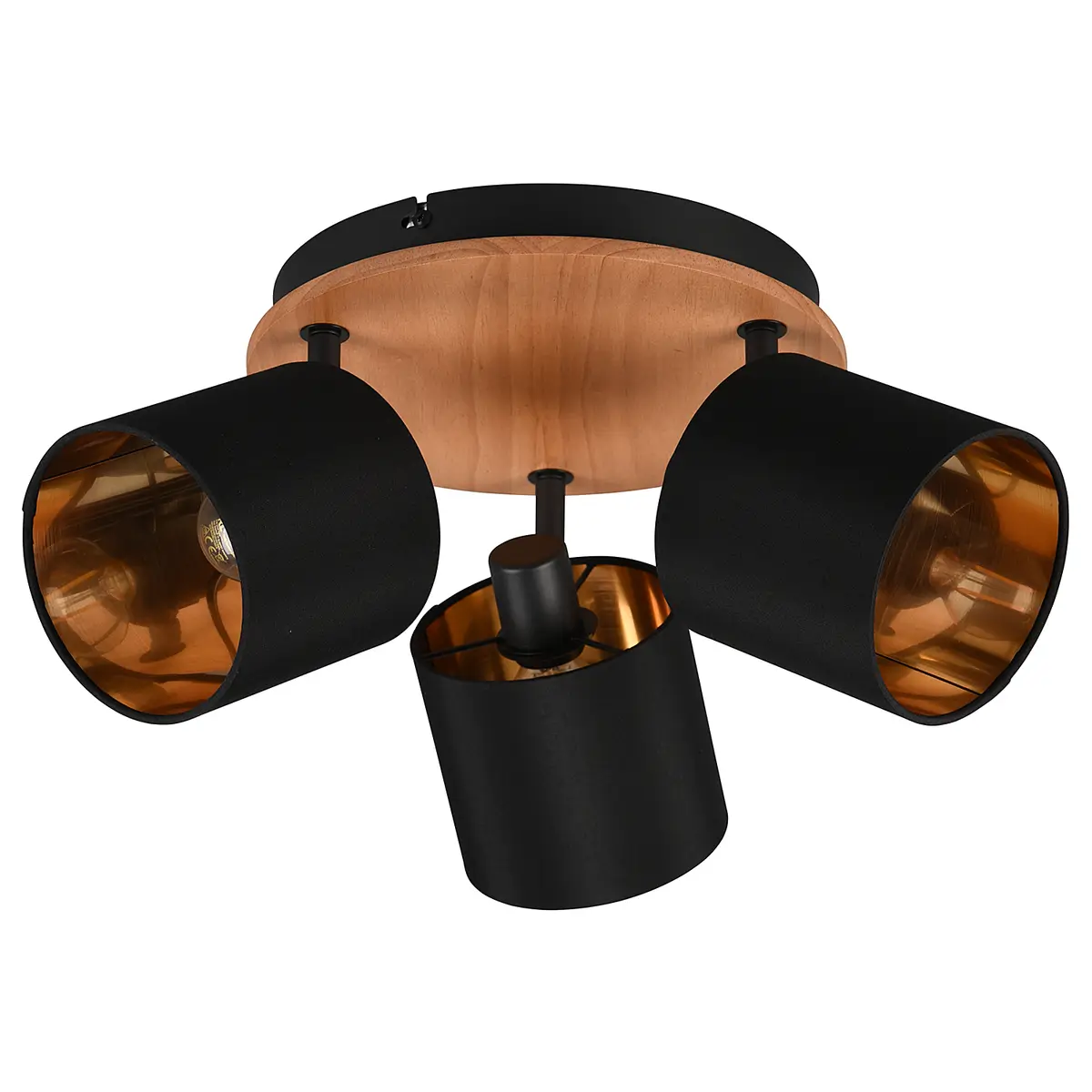 Wandleuchte Ø 47cm Braun 3 Webstoff E14 | Braun