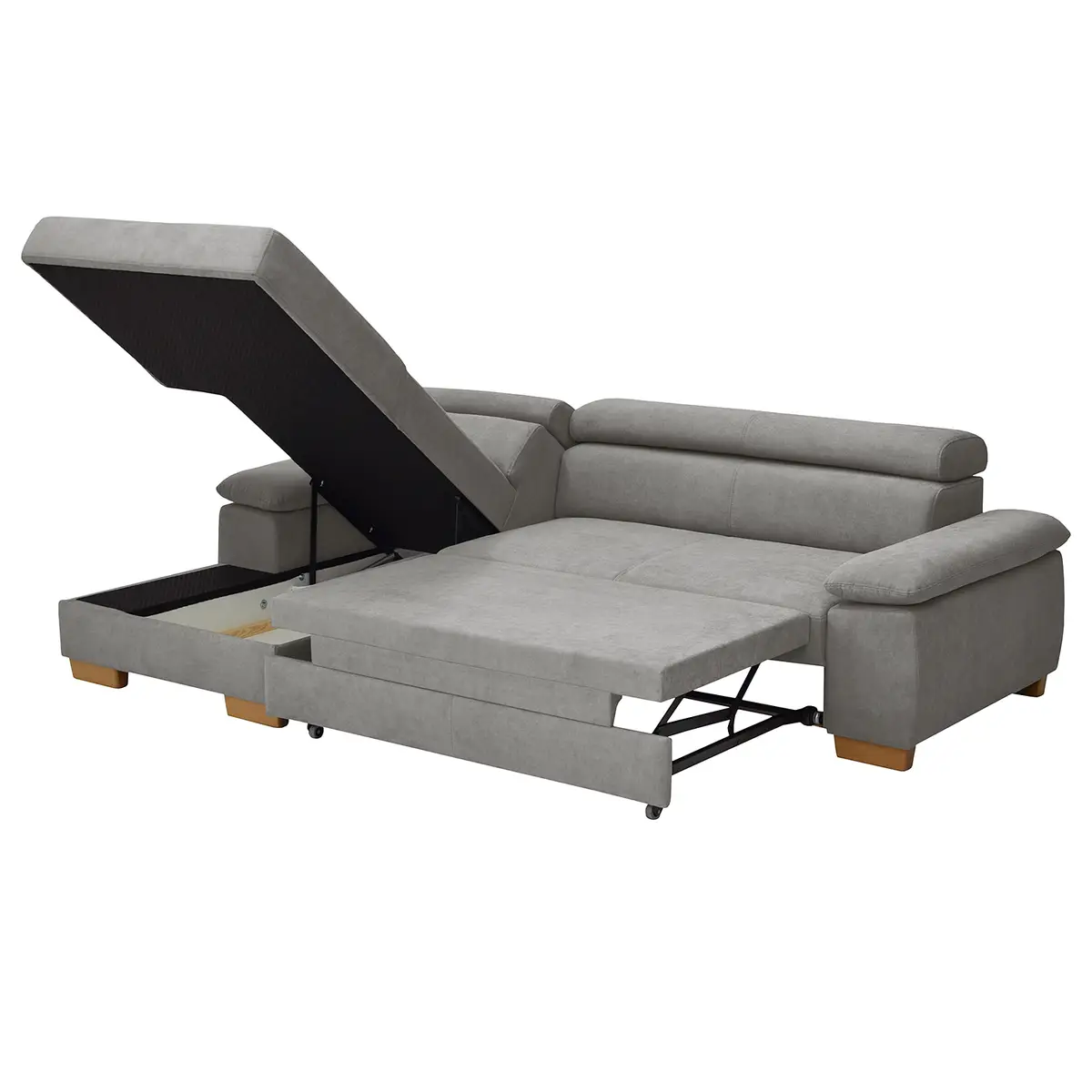 Ecksofa Grau Microfaser Sole | Grau