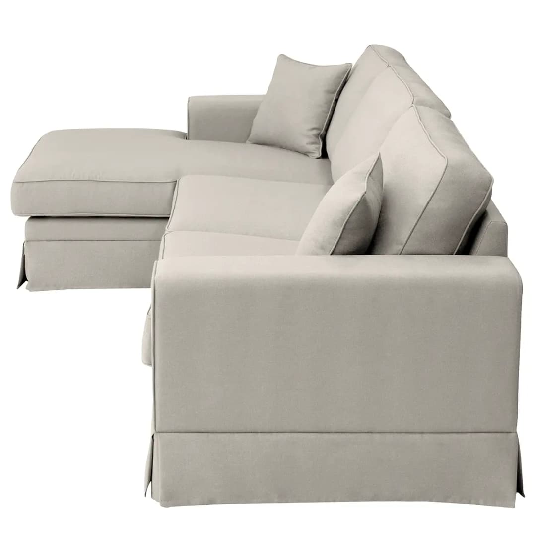 Ecksofa Longchair mit Husse Grau/Hellgrau Webstoff Haiba | Grau