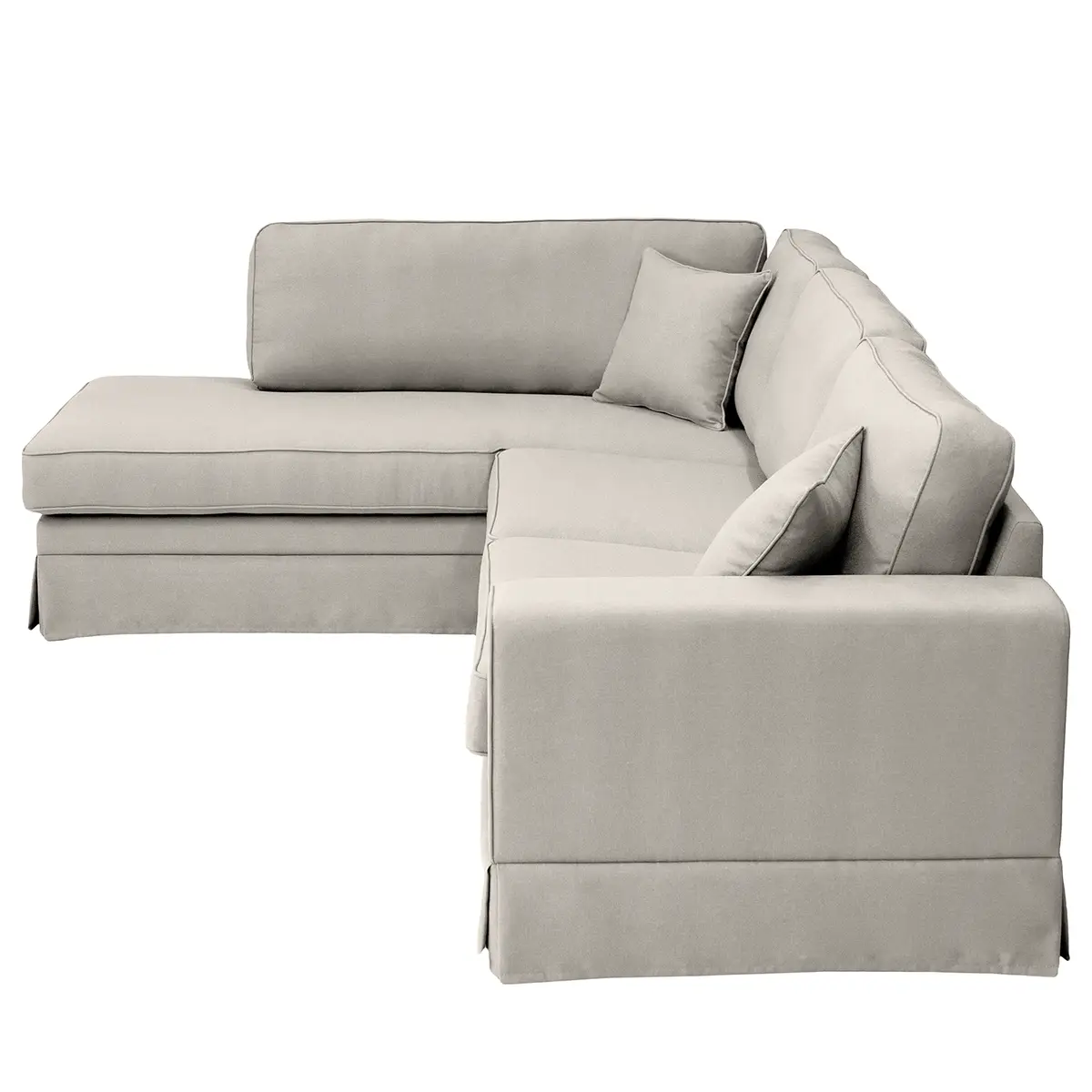Ecksofa Ottomane mit Husse Grau/Hellgrau Webstoff Haiba | Grau