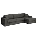 Ecksofa Longchair mit Husse Grau/Anthrazit Webstoff Haiba