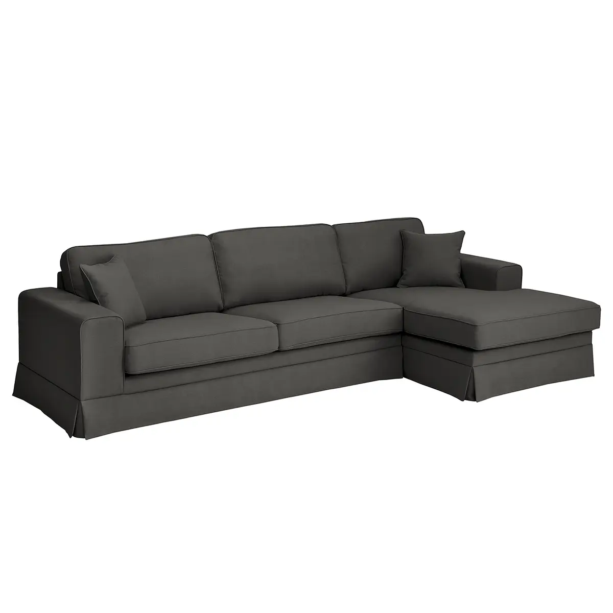 Ecksofa Longchair mit Husse Grau/Anthrazit Webstoff Haiba