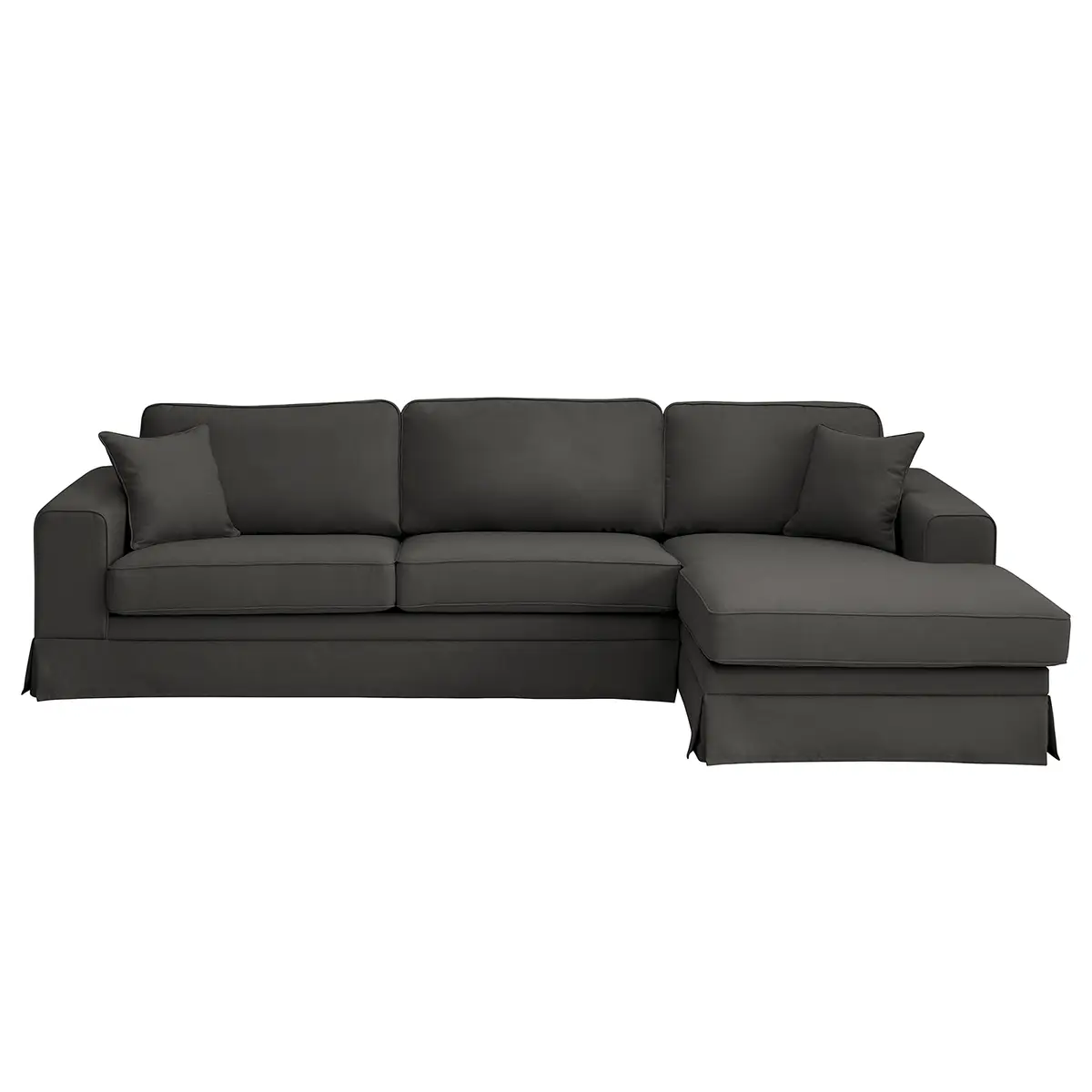 Ecksofa Longchair mit Husse Grau/Anthrazit Webstoff Haiba