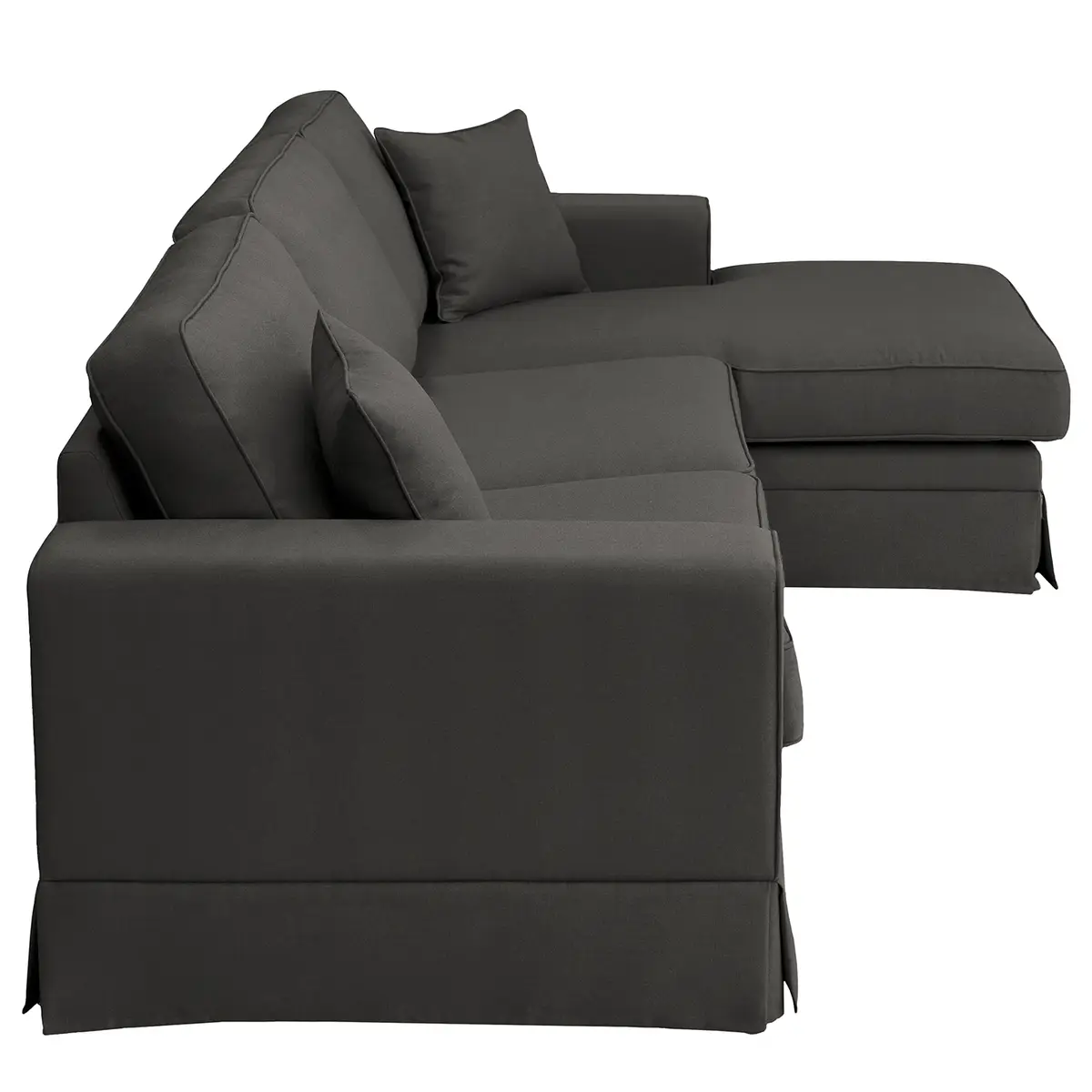 Ecksofa Longchair mit Husse Grau/Anthrazit Webstoff Haiba