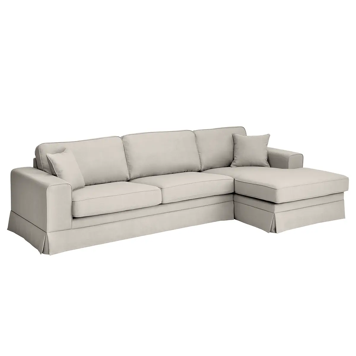 Ecksofa Longchair mit Husse Grau/Hellgrau Webstoff Haiba | Grau