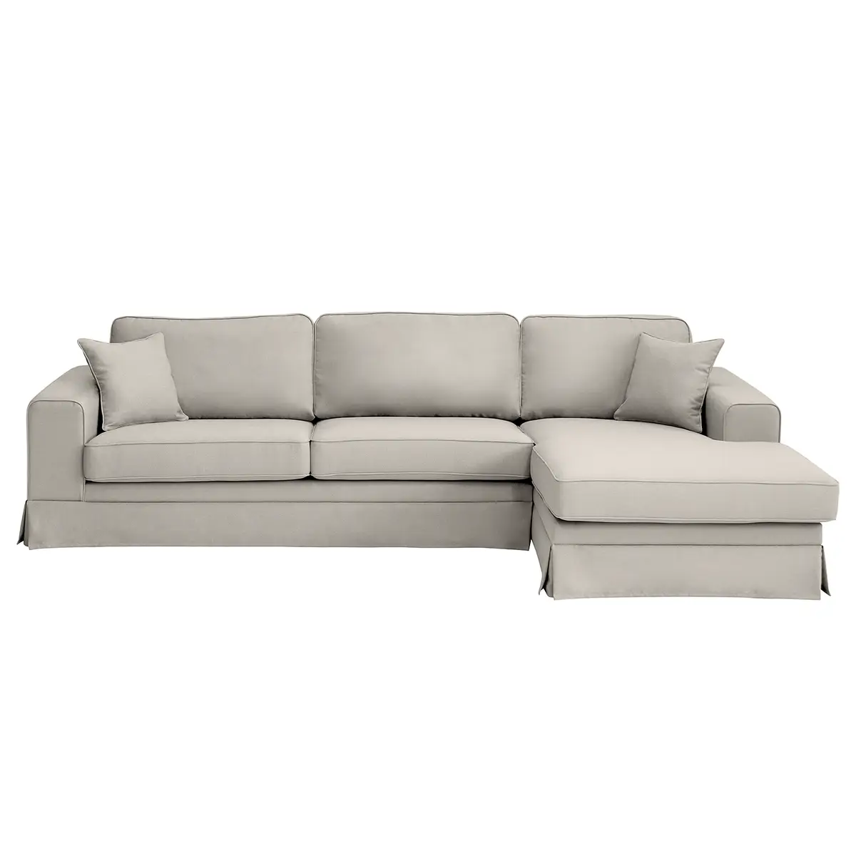 Ecksofa Longchair mit Husse Grau/Hellgrau Webstoff Haiba | Grau