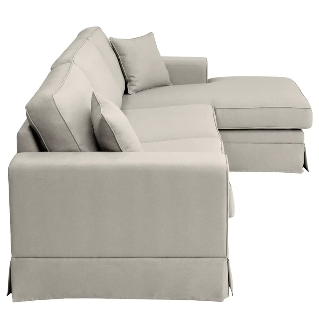 Ecksofa Longchair mit Husse Grau/Hellgrau Webstoff Haiba | Grau