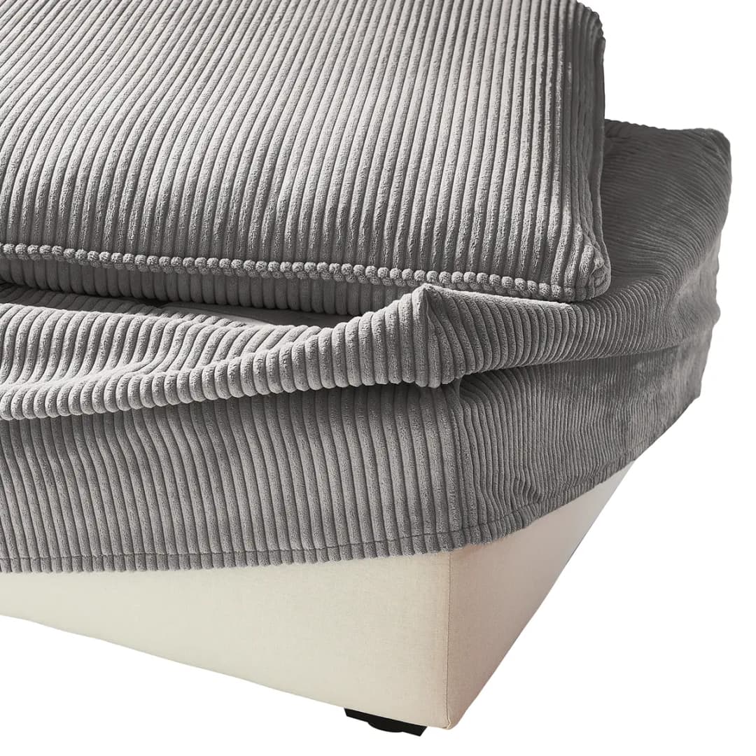 Wechselbezug Polsterhocker Grau Cordstoff Zuri | Grau