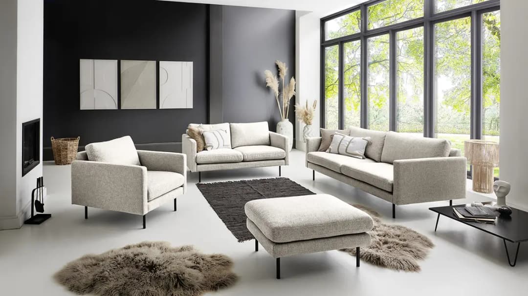 2-Sitzer Sofa Beige Strukturstoff Foxy | Beige