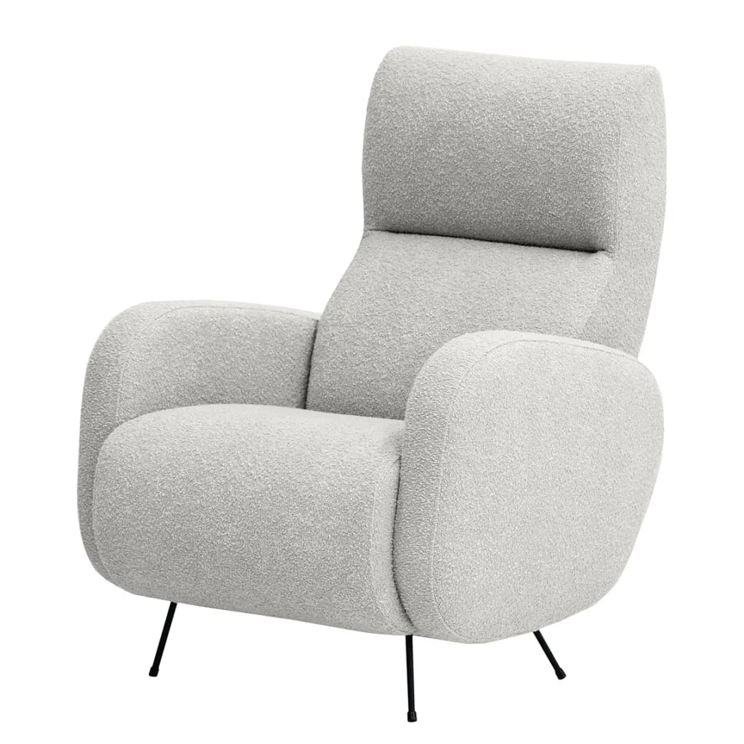 Sessel Vains Grau Bouclé Stoff Basima ohne Hocker | Grau