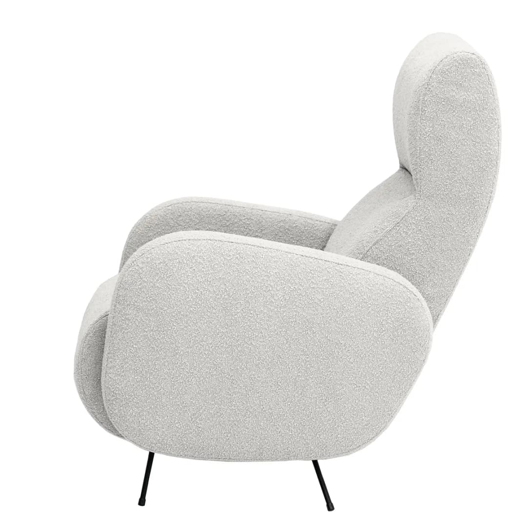 Sessel Vains Grau Bouclé Stoff Basima ohne Hocker | Grau