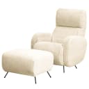 Sessel Vains Beige Kunstfell Bahira mit Hocker | Beige