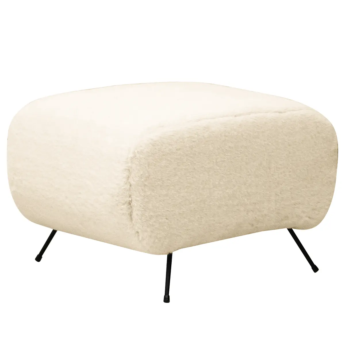 Sessel Vains Beige Kunstfell Bahira mit Hocker | Beige
