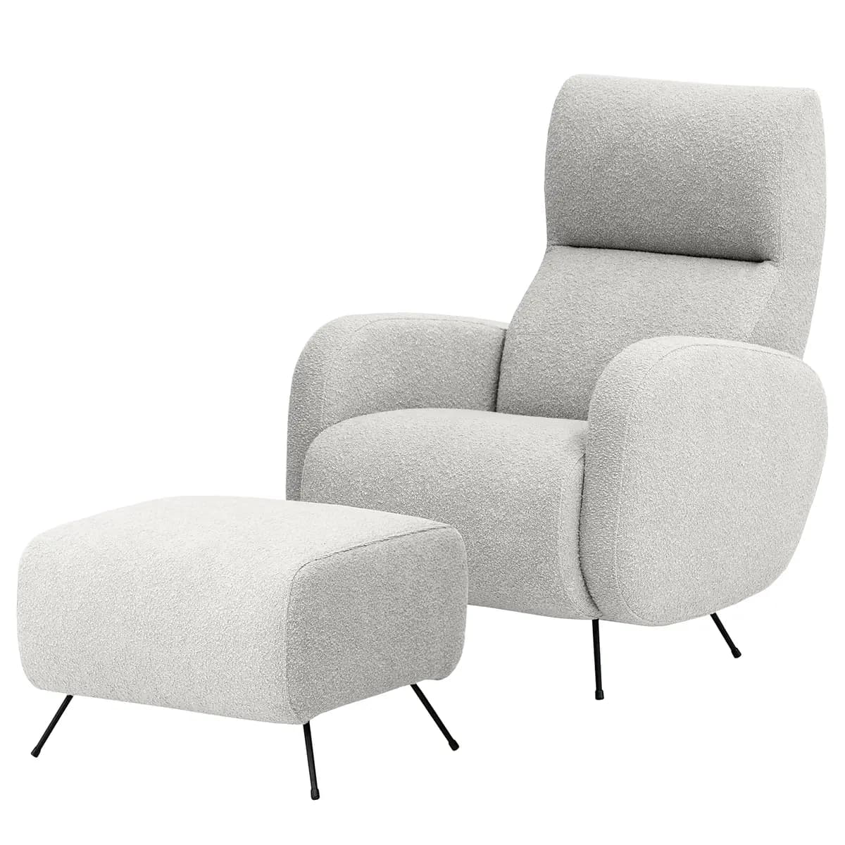 Sessel Vains mit Hocker | Grau