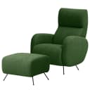 Sessel Vains Grün Bouclé Stoff Basima mit Hocker | Grün