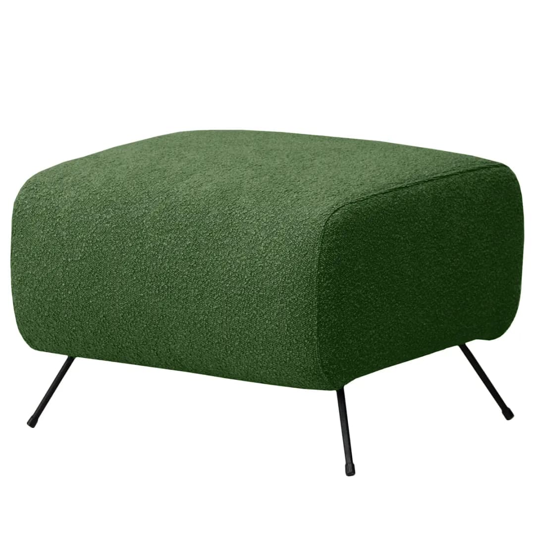 Sessel Vains Grün Bouclé Stoff Basima mit Hocker | Grün