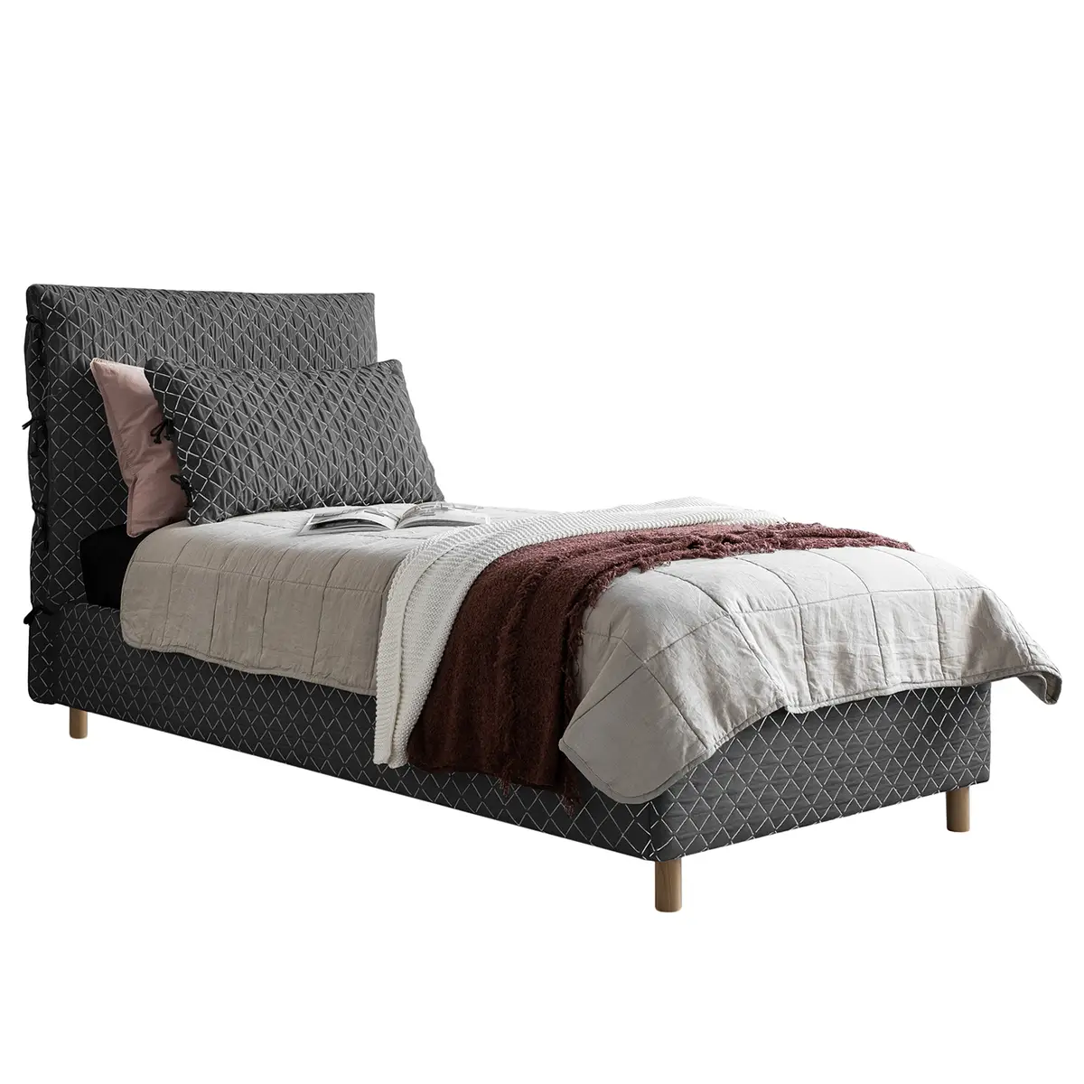 Polsterbett Sahalie 90 x 200cm | Grau