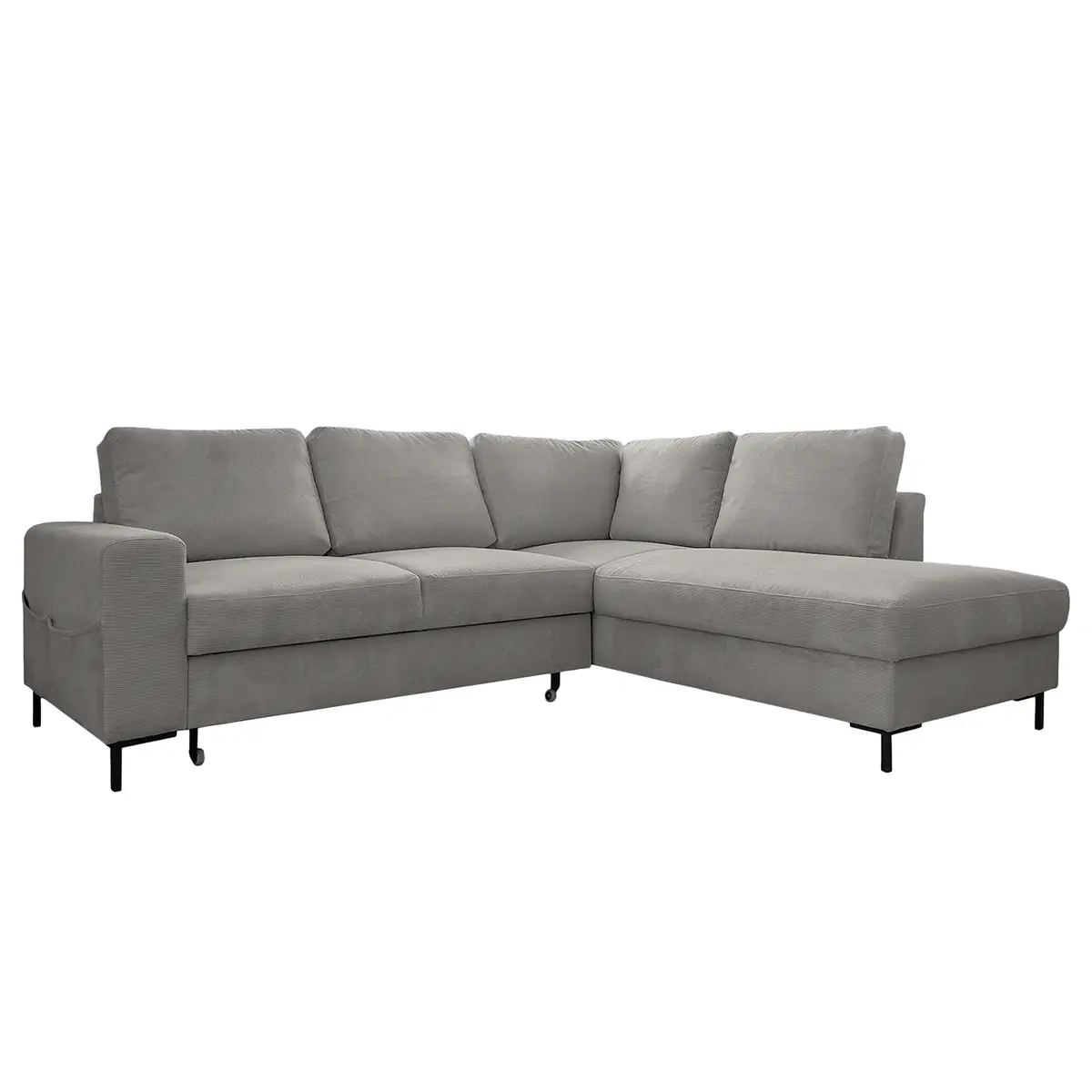 Ecksofa mit Ottomane Grau Cordstoff Onika | Grau