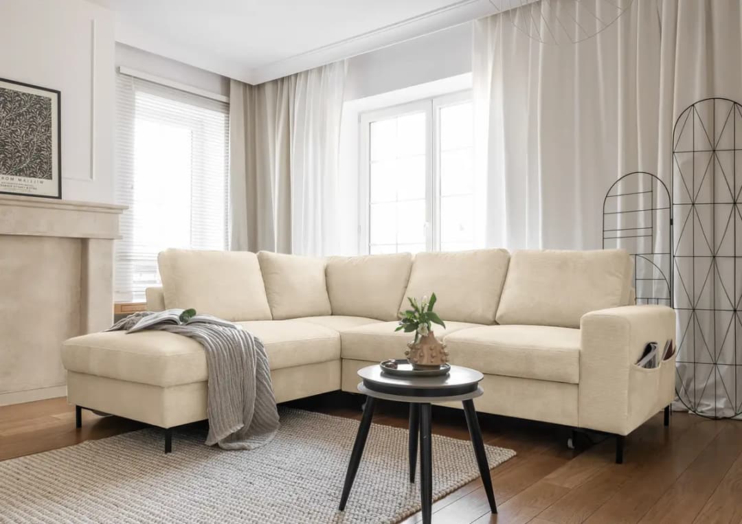 Ecksofa mit Ottomane Onika | Beige