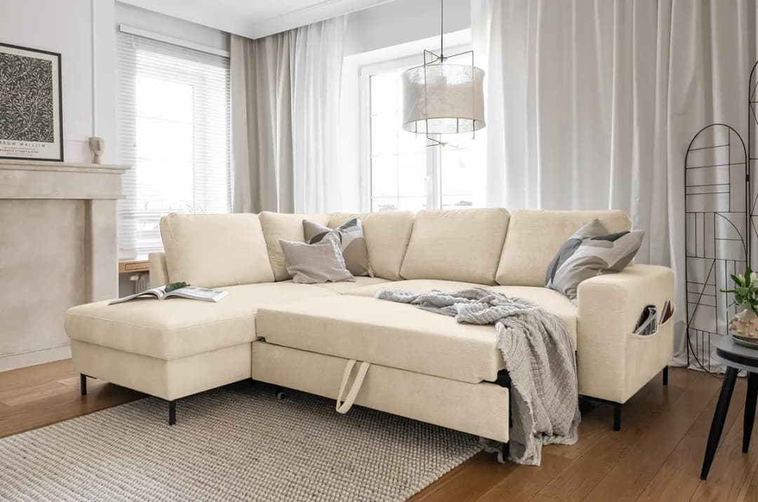 Ecksofa mit Ottomane Onika | Beige
