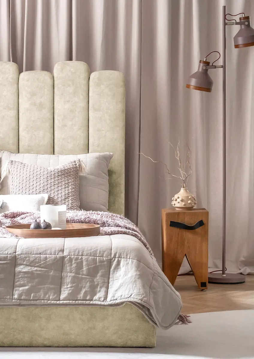 Polsterbett Foaker 90 x 200cm Samt Vela Beige | Beige