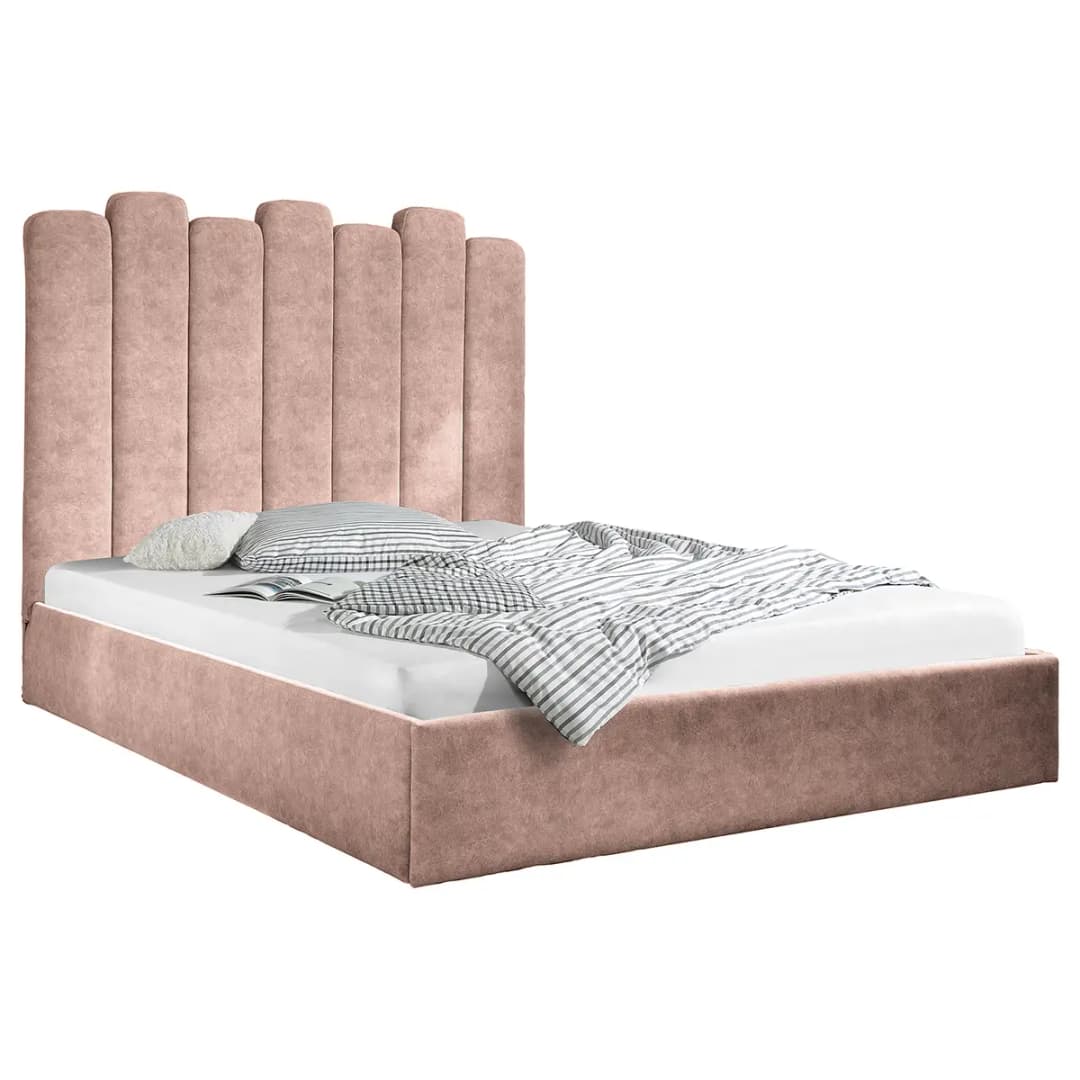 Polsterbett Foaker 140 x 200cm Samt Zoa Pink | Rosa