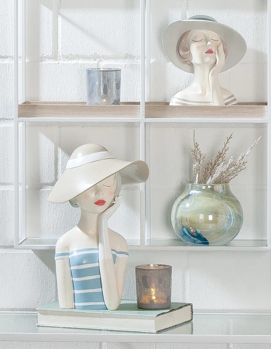Skulptur Lady mit Hut | Blau